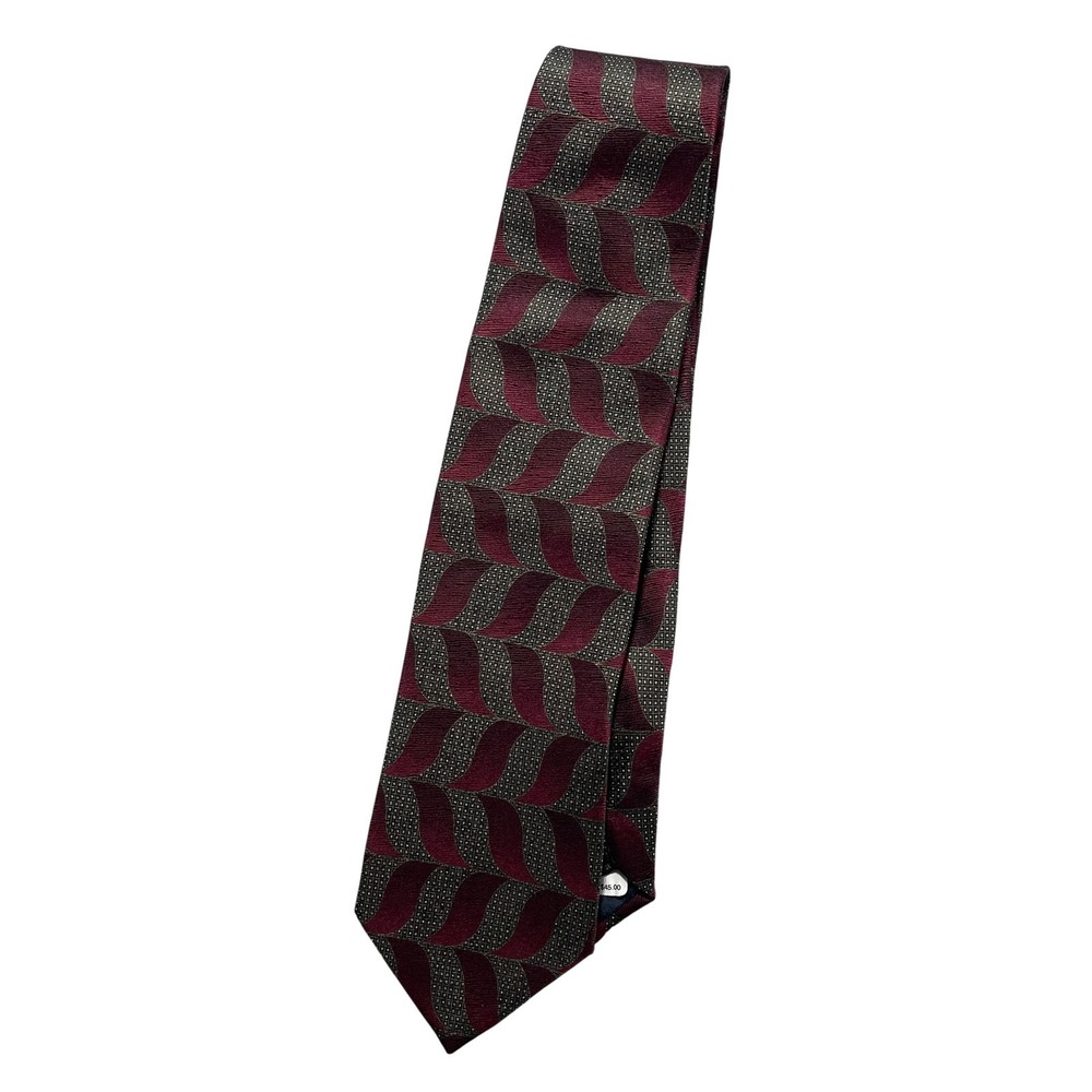 Emilio Romano‎ Tie Mens One Size Red Geometric Classic Jacquard Silk Necktie
